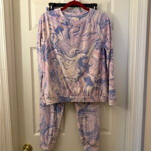 Cat & Jack Swirl Velour Matching Set - Pink and Purple